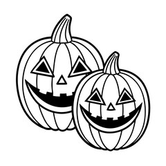 Halloween jack o lantern pumpkin with spooky face on white background