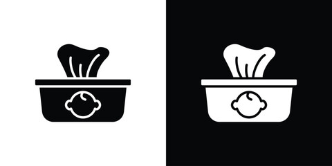 baby wipe icon symbol in black and white color. Silhouette Styles.