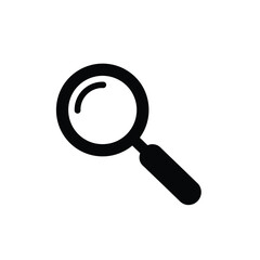 Simple Black Magnifying Glass Icon, Search, Explore, Discover