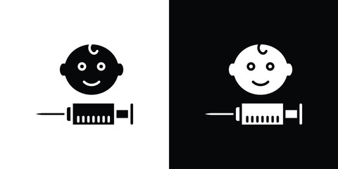 Baby Vaccination icon symbol in black and white color. Silhouette Styles.