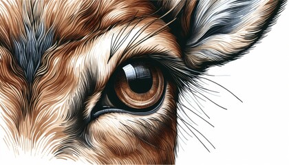 Naklejka premium Close Up of a Deer's Eye Brown Fur Detailed Texture