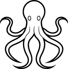 octopus icon line art vector illustration on transparent background	