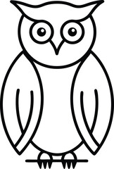 owl icon line art vector illustration on transparent background	