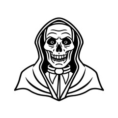 Skull and crossbones vector icon with cartoon skull face and bones symbol