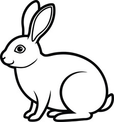 rabbit icon line art vector illustration on transparent background	