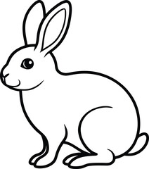 rabbit icon line art vector illustration on transparent background	
