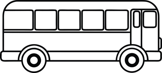school bus icon line art vector illustration on transparent background	