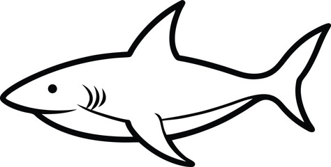 Obraz premium shark icon line art vector illustration on transparent background 
