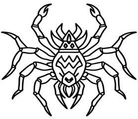 A scary black spider arachnid cartoon illustration for Halloween or an abstract sea crab animal vector silhouette symbol design