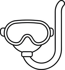 snorkel mask icon line art vector illustration on transparent background	