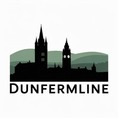 Fototapeta premium Dunfermline Skyline Silhouette - Historic Royal City in Scotland Vector Illustration