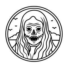 A cartoon vector illustration of an angry human skull symbol, perfect for Halloween art or a horror comic tattoo design