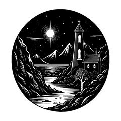 Vintage sketch vector illustration of an old sailing ship on the sea
