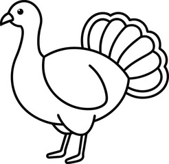 turkey icon line art vector illustration on transparent background	