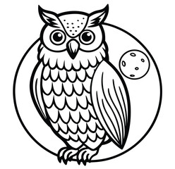 Cute cartoon owl sitting on a branch on a white background vector illustration