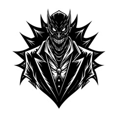 Tribal skull tattoo vector design with wings and motorcycle emblem style