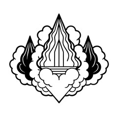 Vector illustration of a tribal burning fire symbol with flame and decorative patterns