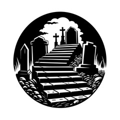 Black and white vector illustration of urban city skyline with buildings and architecture silhouette