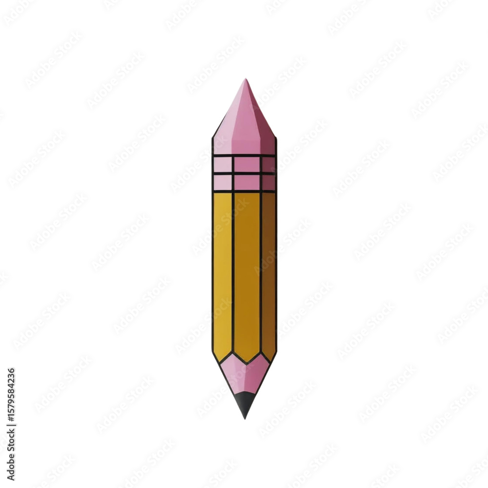 Poster illustration of a sharp colored pencil for writing and sketching on paper for creative projects and 