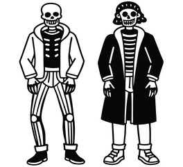 Vector illustration of a standing man and woman in business suit clothing