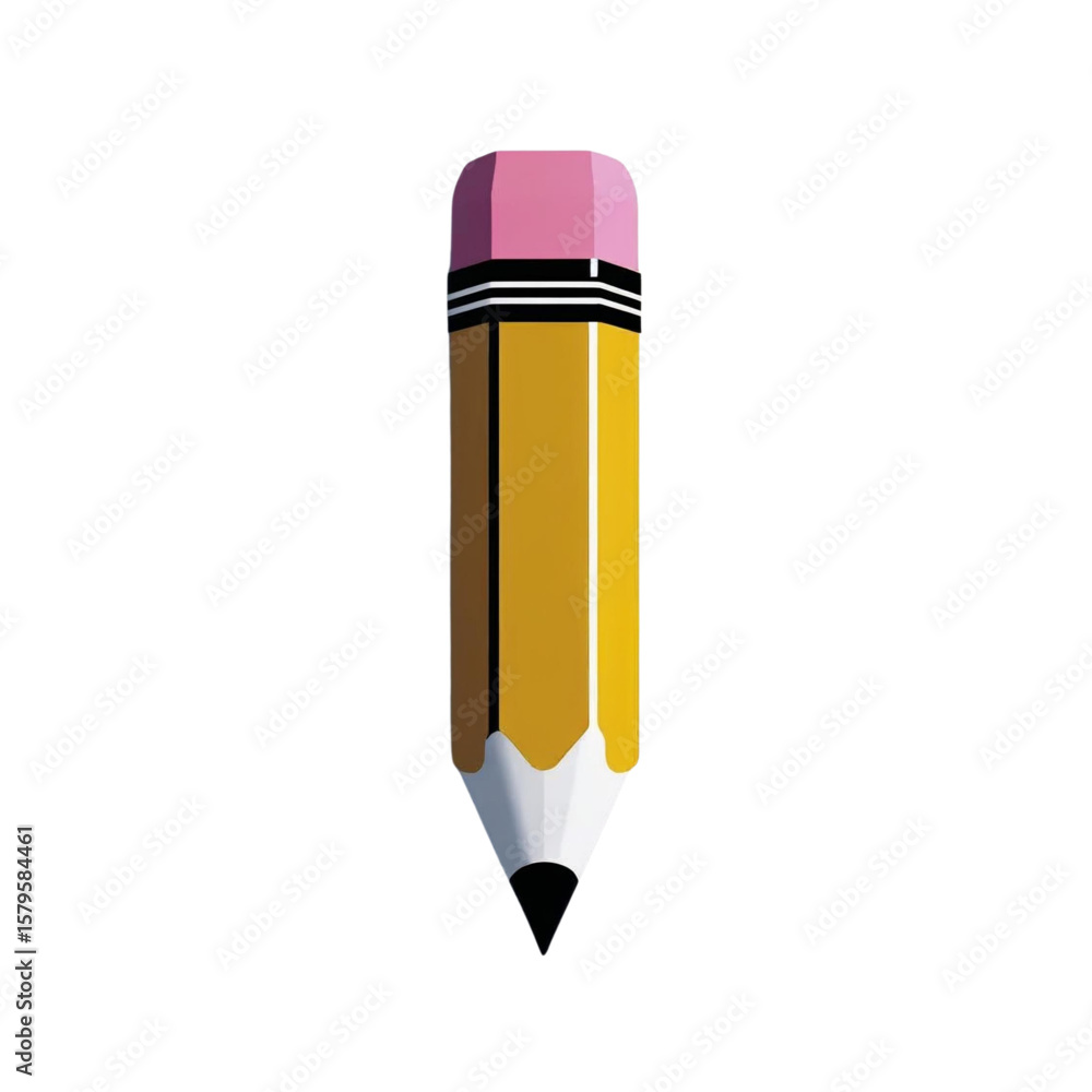 Poster illustration of a yellow pencil with eraser for writing and sketching design and creative projects u