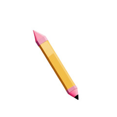 Illustration of yellow pencil with pink eraser for writing and drawing art supplies for school and office use on transparent background