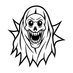 Angry tribal skull cartoon vector illustration design for a Halloween tattoo