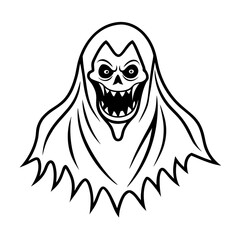 Funny cartoon zombie monster face vector illustration with a crazy, happy, and scary design