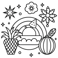 A delightful cartoon illustration of a sweet bread sandwich with mushroom and burger meal design symbols