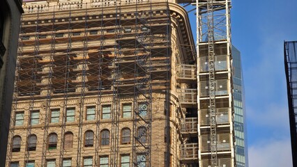 building in the city, old building in the city, building in scaffold,