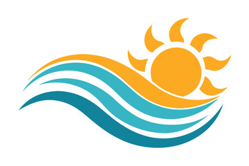 Obraz premium Sunny ocean waves vector illustration design