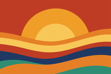 Abstract colorful background illustration with orange wavy lines and summer light pattern design