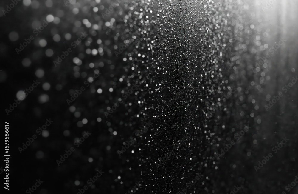 Poster macro view of glass surface covered with tiny water droplets creating abstract background texture. l