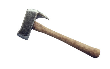 Traditional claw hammer with solid wooden handle shown from a side angle highlighting durable craftsmanship isolated on transparent background PNG