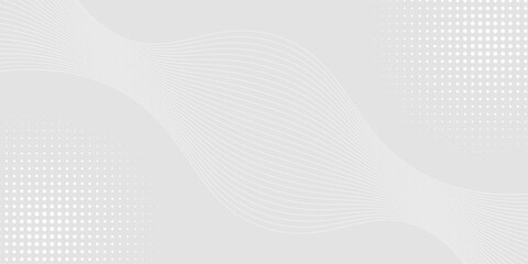 Futuristic gray white abstract background. shining wave lines pattern for banner, wallpaper, cover. Vector illustration