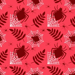 Obraz premium Cartoon monsters seamless Halloween spider pattern for wallpaper and fabrics and textiles and packaging and linens
