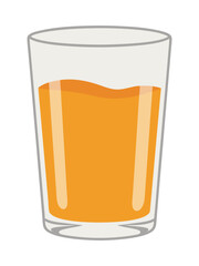 Glass of Fresh Orange Juice Isolated Flat Design Illustration for Healthy Beverages
