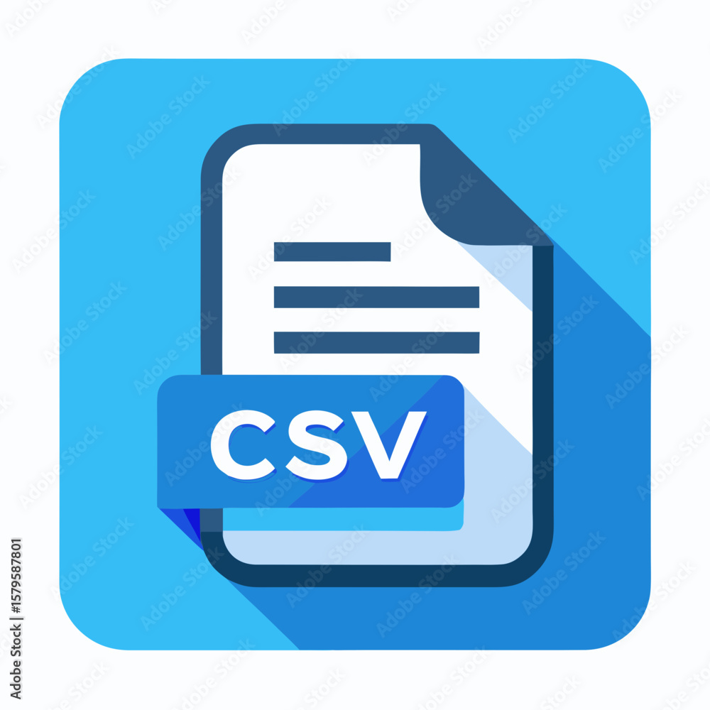 Fototapete csv file icon with text label and document lines isolated on white background silhouette