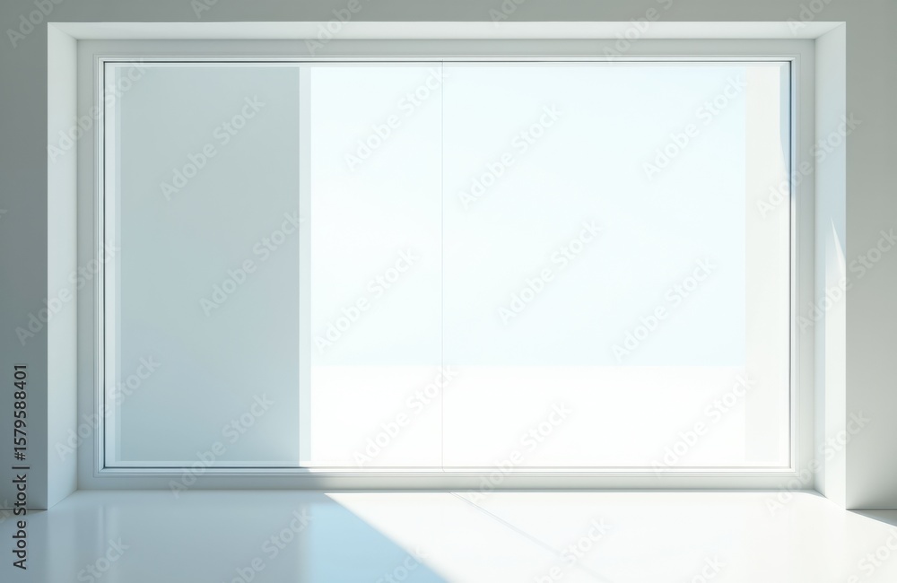 Poster bright white window with natural light streaming into a modern room creating a clean and minimalisti