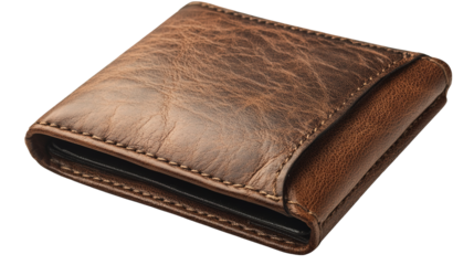 A weathered leather wallet a symbol of experience and cherished memories captured in stunning on transparent background