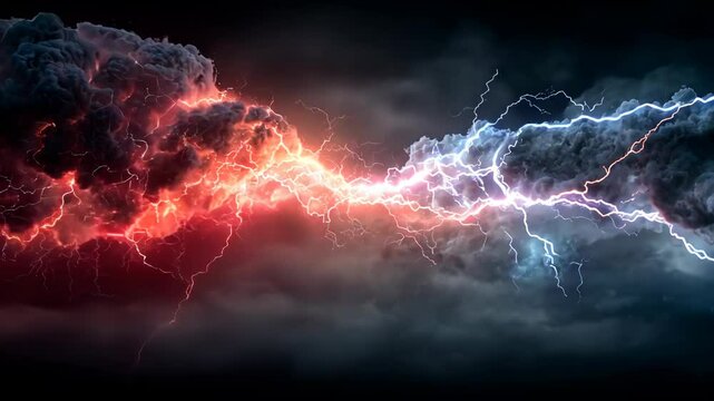 Red Versus Blue Lightning Storm