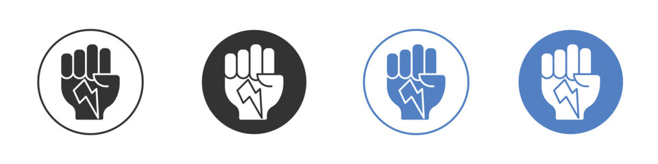 Hand with Power icon concept. solid style icon designs for website, app, UI.