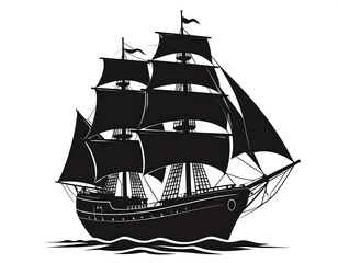 Silhouette of a sailing ship (2)