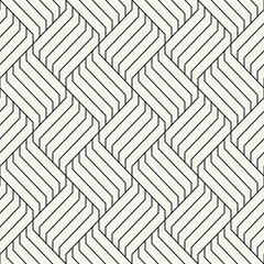 Fototapeta premium Seamless pattern with geometric waves. Endless stylish texture. Ripple bold monochrome background. Linear weaved grid. Thin interlaced swatch. 