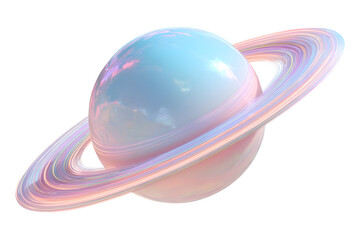  Dreamy 3D Ringed Planet with Glossy Pastel Surface