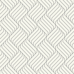 Fototapeta premium Seamless pattern with geometric waves. Endless stylish texture. Ripple bold monochrome background. Linear weaved grid. Thin interlaced swatch. 