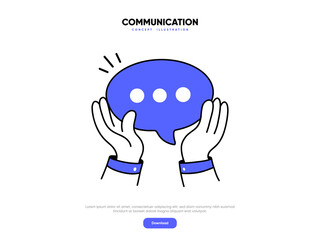 Digital communication social media concept set. Messaging, conversation, live conference, online meeting, social media elements, heart, like, check icons.