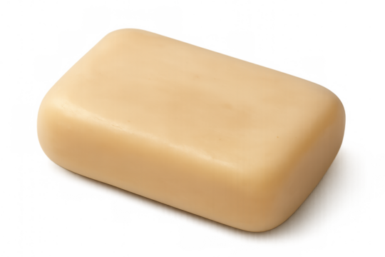 Rectangular soap bar gleaming white, featuring minimalist design for personal care and cleaning industry graphics