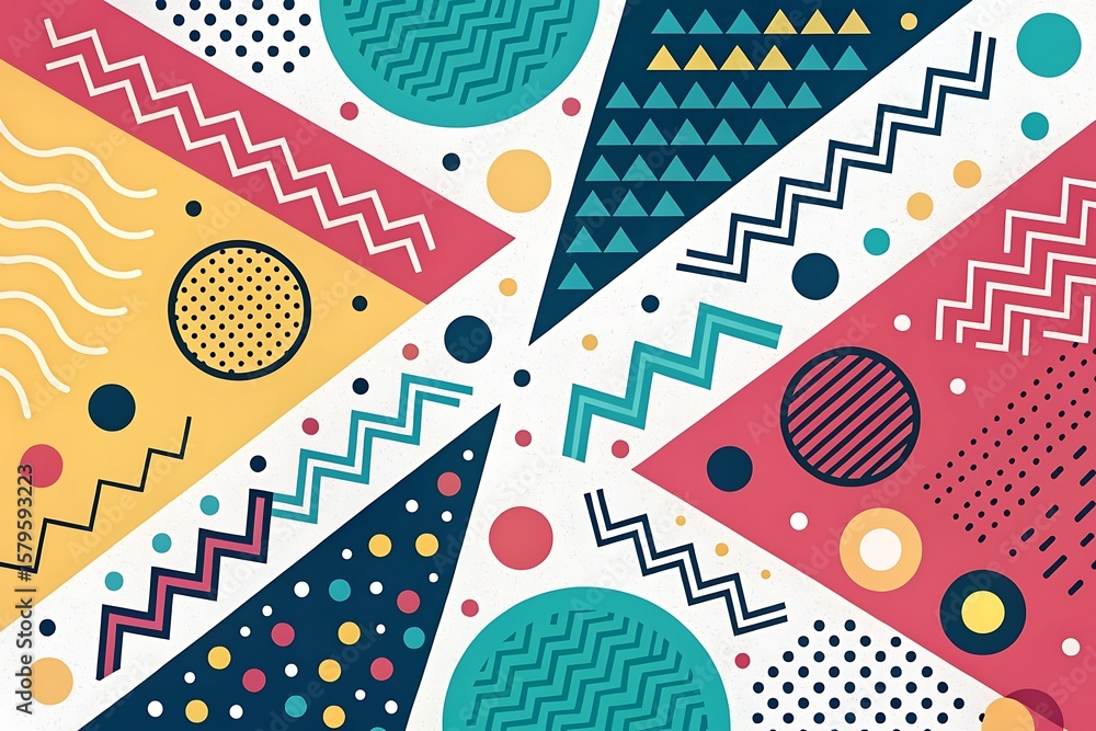 Poster a colorful geometric pattern design creates an abstract retro background