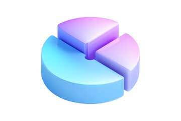 Modern 3D Pie Chart in Gradient Blue and Pink Colors